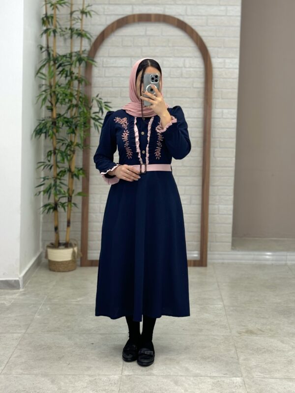 پیراهن پرواز سورمه ای صورتی