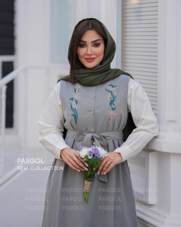 سارافون دلارام سبز زیتونی