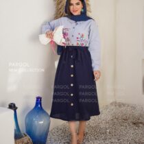 ست شومیز دامن شمعدونی سورمه ای