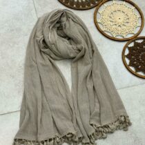 شال الیافی منگوله دار خاکی