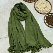شال الیافی منگوله دار یشمی