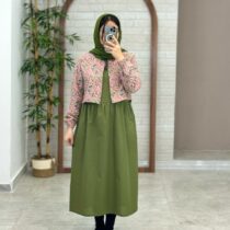 ست دو تیکه گندم یشمی کت صورتی