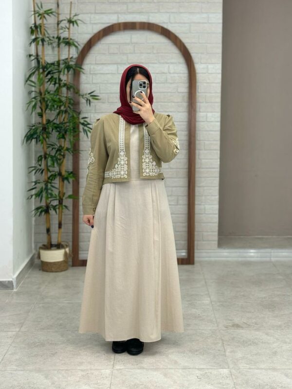کت و سارافون نازلی کرم نسکافه ای