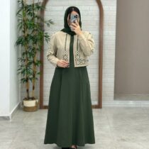 کت و سارافون نازلی یشمی نسکافه ای