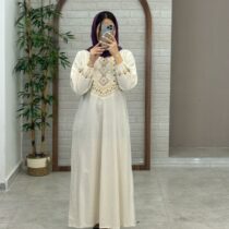 پیراهن گلنار کرم استخونی