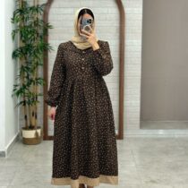 پیراهن نرگس قهوه ای کرم
