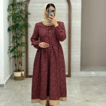 پیراهن نرگس زرشکی کرم