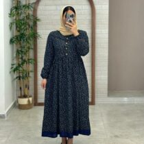 پیراهن نرگس سورمه ای آبی