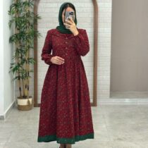 پیراهن نرگس زرشکی یشمی