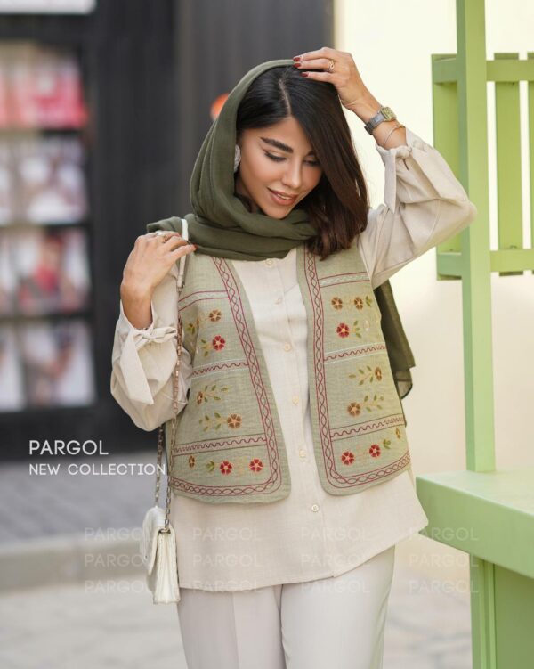 شومیز و جلیقه مهتا استخونی سدری