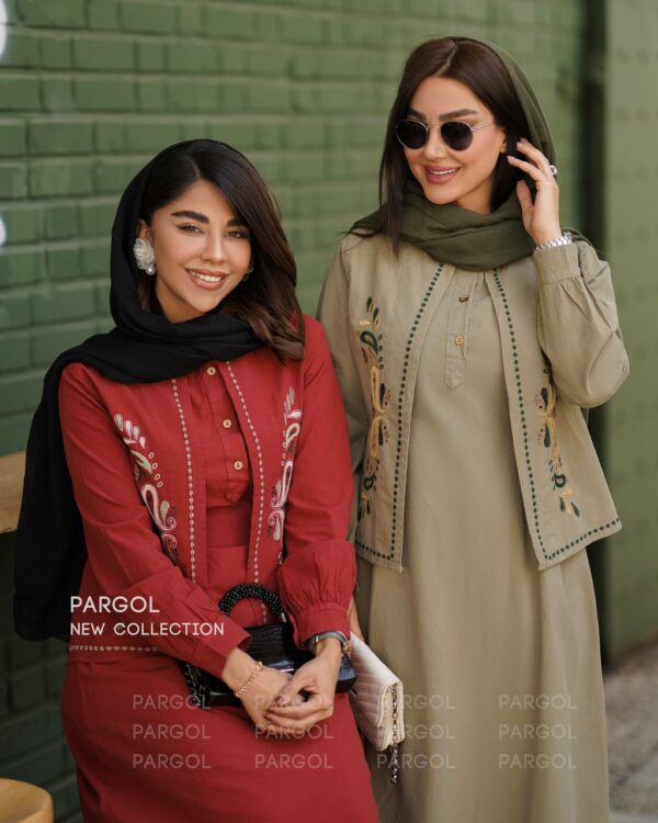کت و سارافون ژیوان عنابی