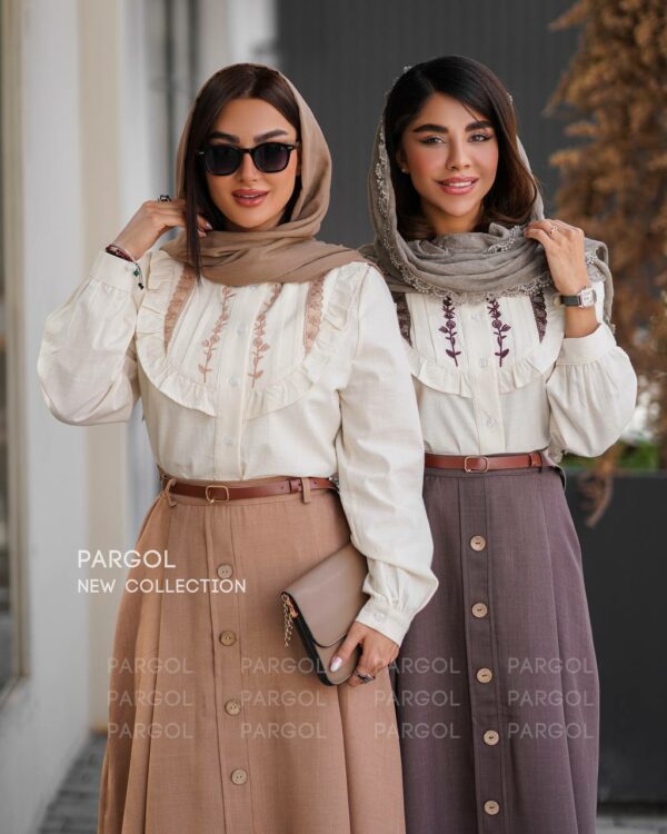 ست شومیز دامن سالیا کرم بژ