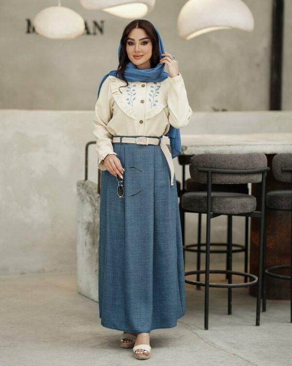 ست شومیز دامن نازنین آبی