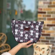 کیف تارا طوسی تیره طرح گربه