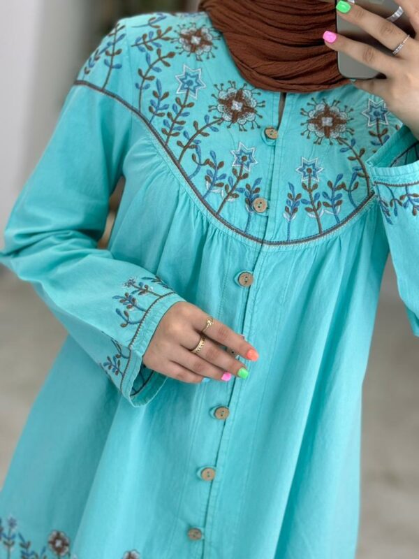 مانتو پونه فیروزه ای