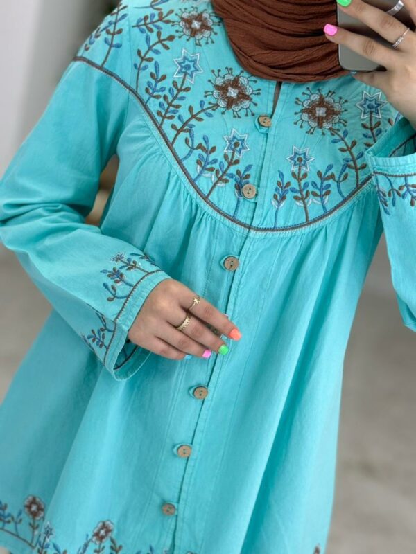 مانتو پونه فیروزه ای