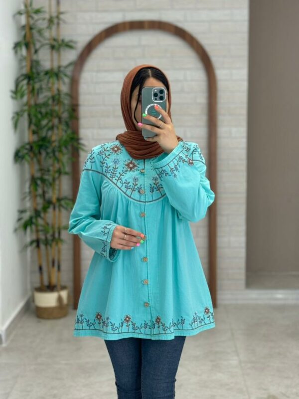 مانتو پونه فیروزه ای