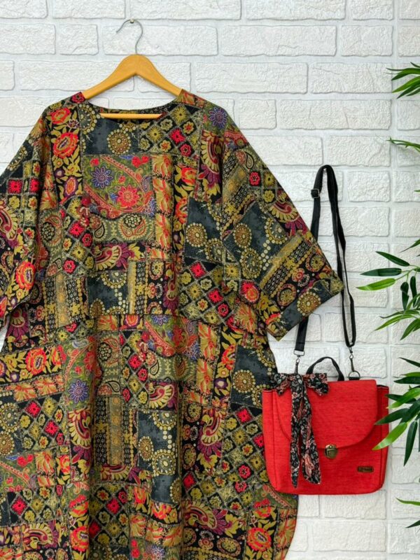 پیراهن خمره ای چهل تیکه زیتونی