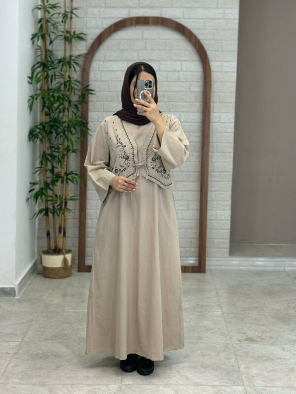 پیراهن نوبهار نسکافه ای خاکی