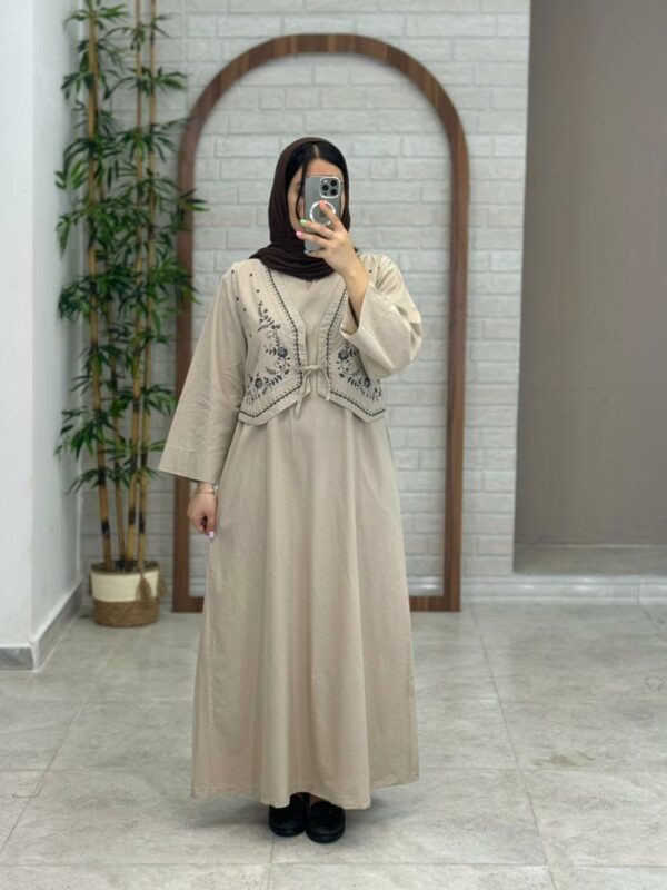 پیراهن نوبهار نسکافه ای خاکی