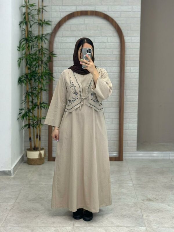 پیراهن نوبهار نسکافه ای خاکی