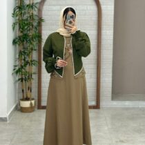 کت و سارافون برکه نسکافه ای یشمی