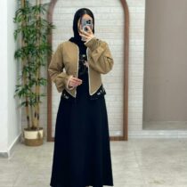 کت و سارافون برکه مشکی نسکافه ای