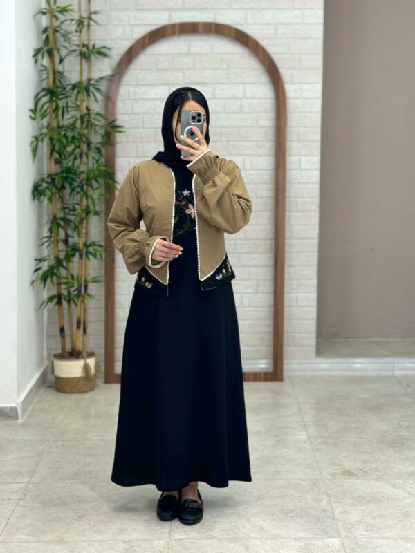 کت و سارافون برکه مشکی نسکافه ای