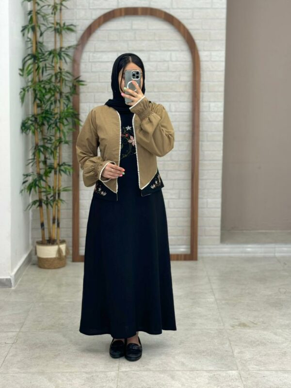 کت و سارافون برکه مشکی نسکافه ای