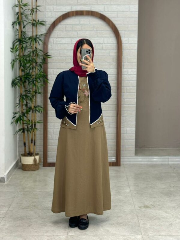 کت و سارافون برکه نسکافه ای سورمه ای