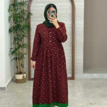 پیراهن نرگس زرشکی سبز