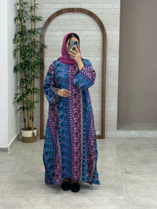 پیراهن پانچ بلوط بته جقه آبی صورتی