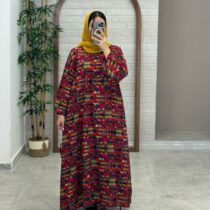 پیراهن پانچ بلوط قرمز طرحدار