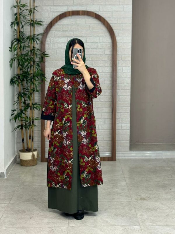 مانتو جیب در پیله زرشکی برگدار