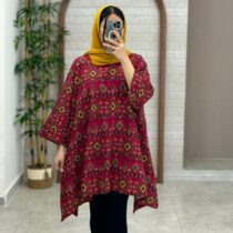 مانتو جلوبسته هنری سماقی طرح گلیم