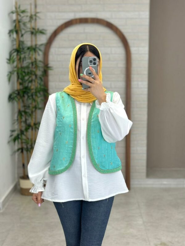 جلیقه هندی فیروزه ای