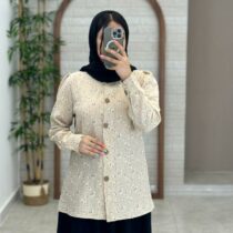شومیز آبشاری گلدار کرم