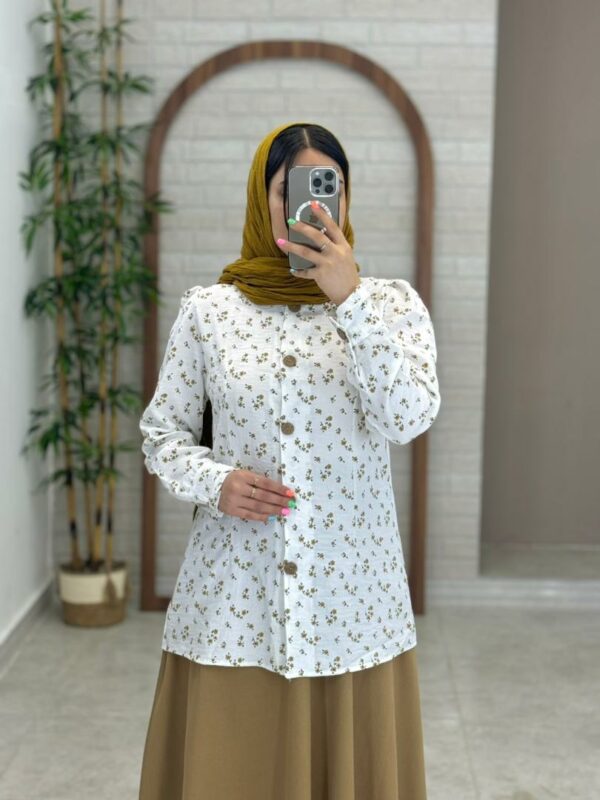 شومیز آبشاری گلدار سفید