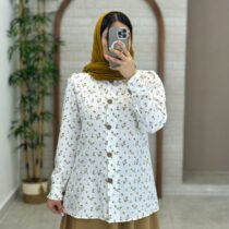 شومیز آبشاری گلدار سفید