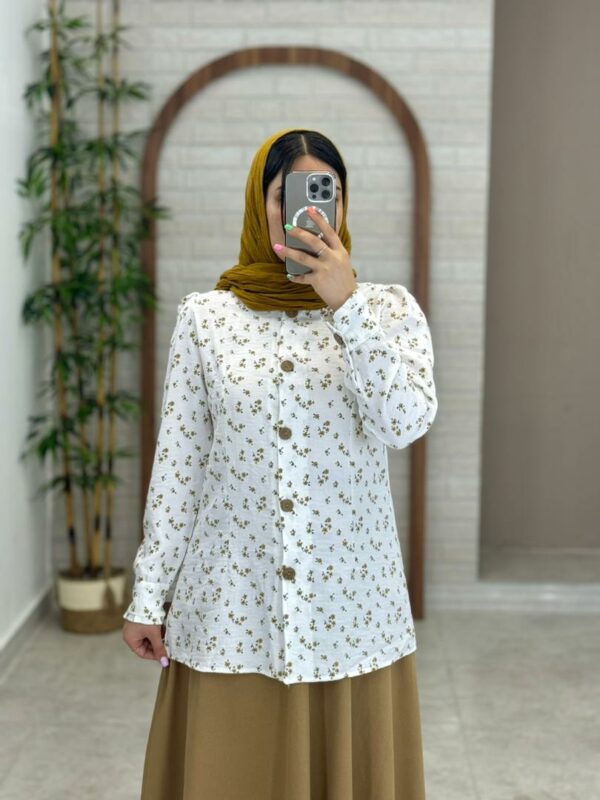شومیز آبشاری گلدار سفید