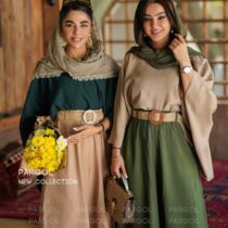 ست پانچ و شلوار آتوسا سبز خاکی