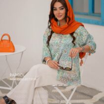 شومیز دلبر گلدار سبز آجری