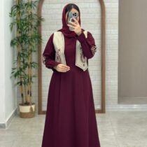 پیراهن جلیقه بته جقه زرشکی