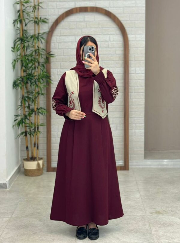 پیراهن جلیقه بته جقه زرشکی