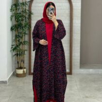 پانچ جلوباز سورمه ای تیره گل قرمز