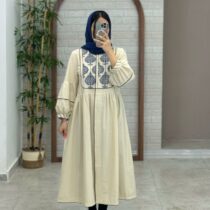مانتو بته جقه گلدوزی آبی
