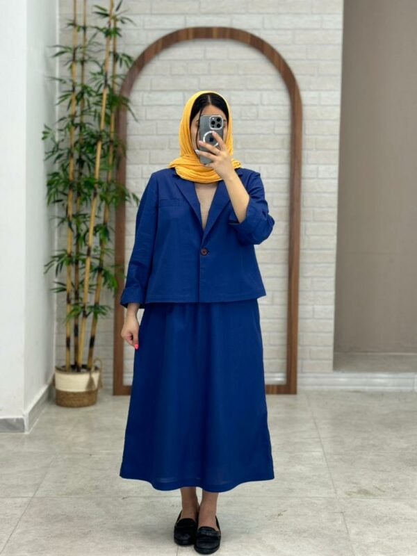 کت و دامن نیکا آبی سورمه ای