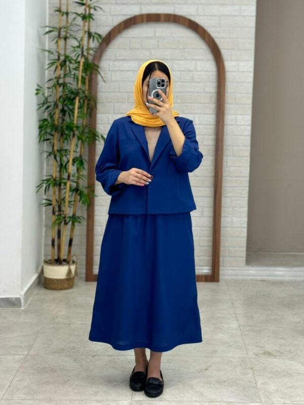 کت و دامن نیکا آبی سورمه ای