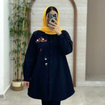 مانتو مشکی گل بنفش قرمز