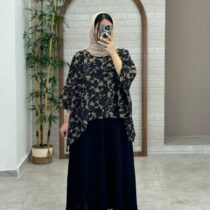 کراپ سایه گلدار مشکی قهوه ای